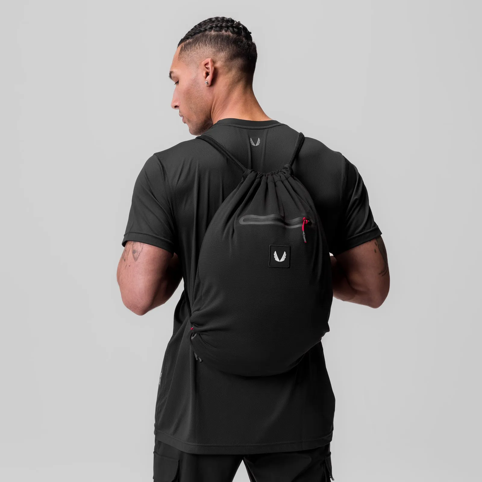 1084. Antibacterial Mesh Drawstring Bag - Black ASRV