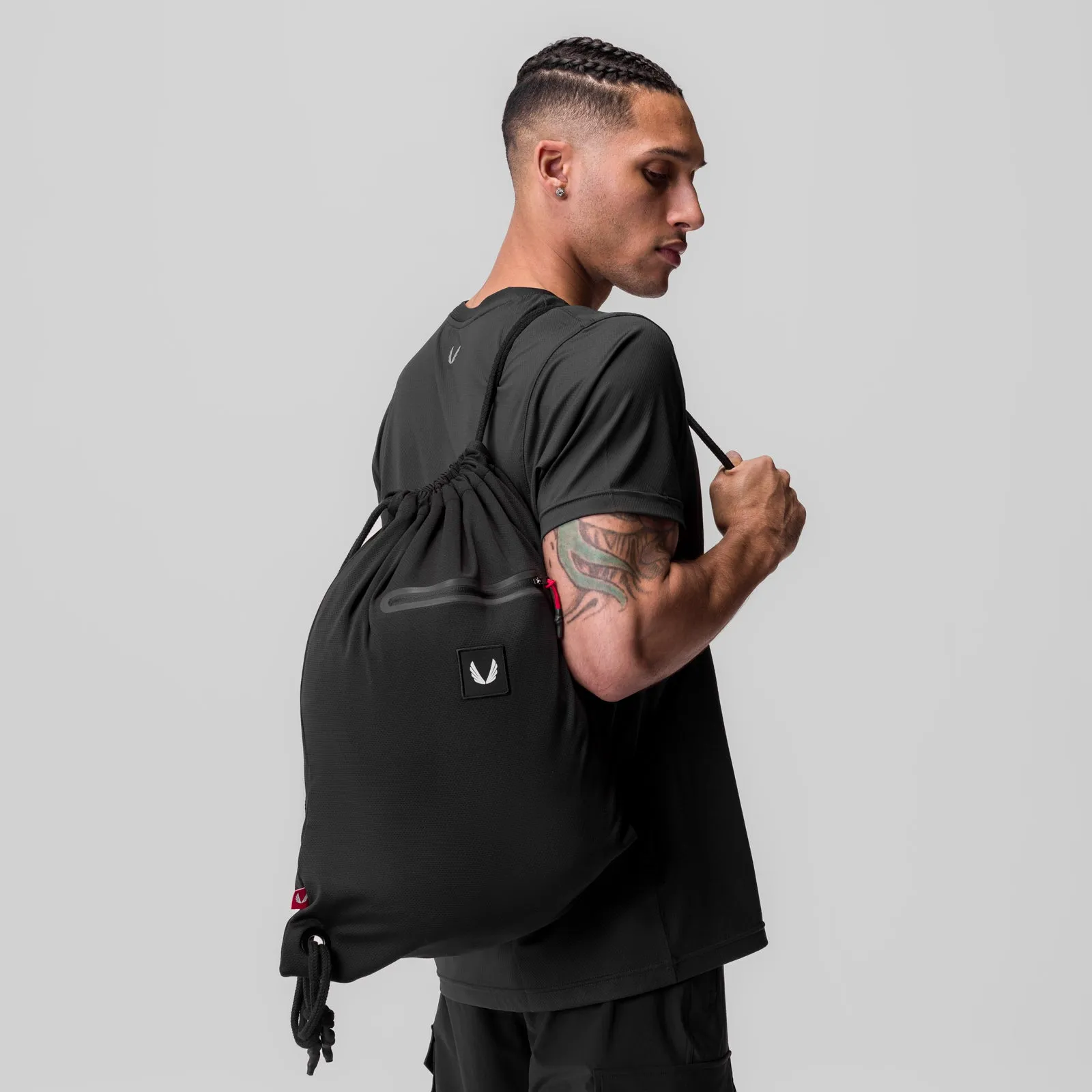 1084. Antibacterial Mesh Drawstring Bag - Black ASRV