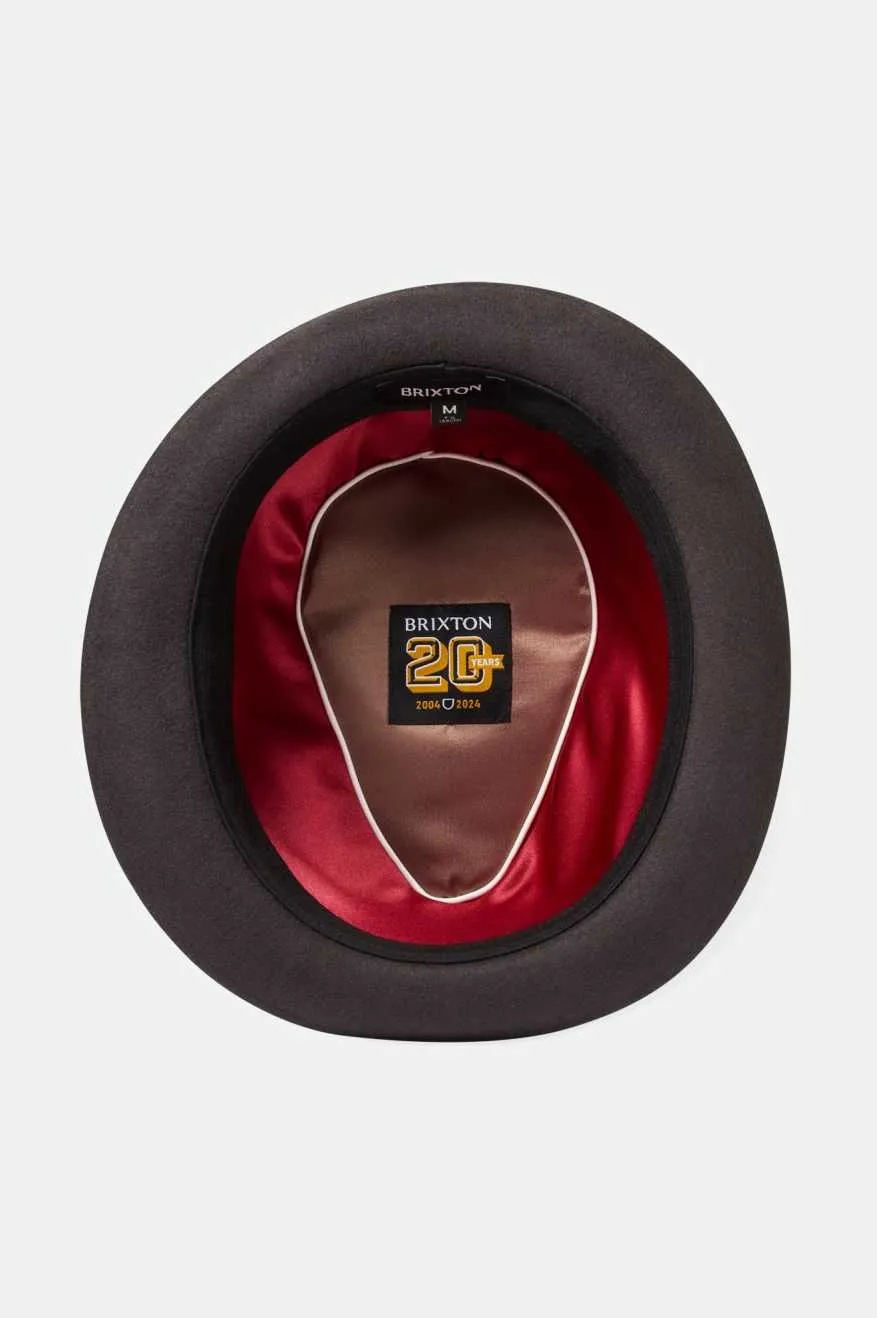 20th Anniversary Gain Fedora - Chocolate/Gold Brixton