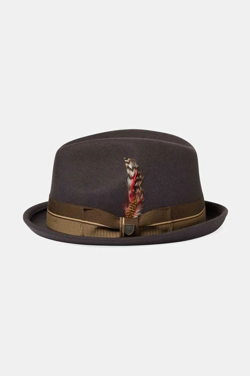 20th Anniversary Gain Fedora - Chocolate/Gold Brixton