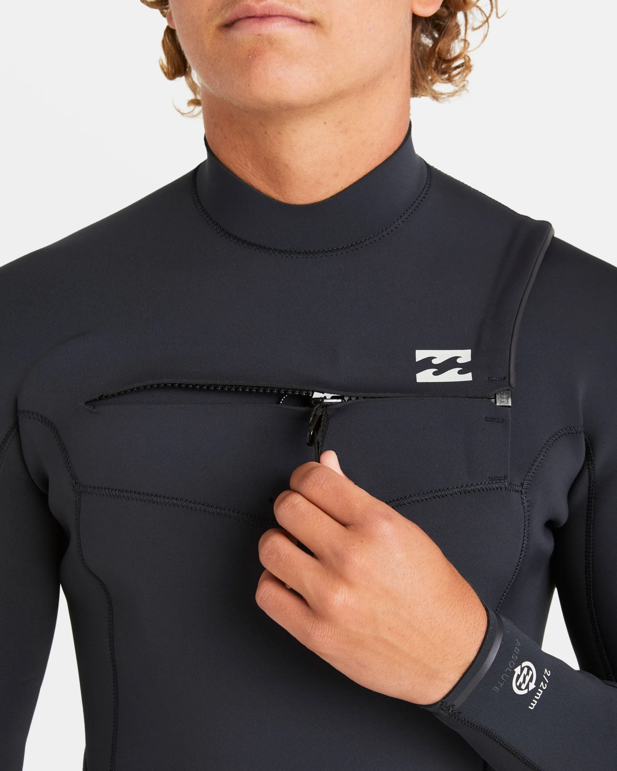 2/2mm Absolute Natural Upcycler GBS Chest Zip Long Sleeve Springsuit - Black Billabong
