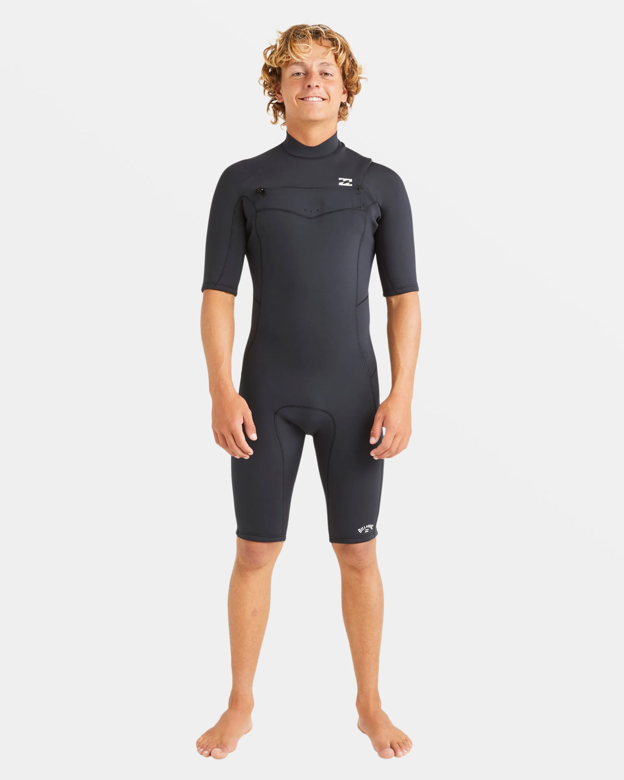 2/2mm Absolute Natural Upcycler GBS Chest Zip Short Sleeve Springsuit - Black Billabong