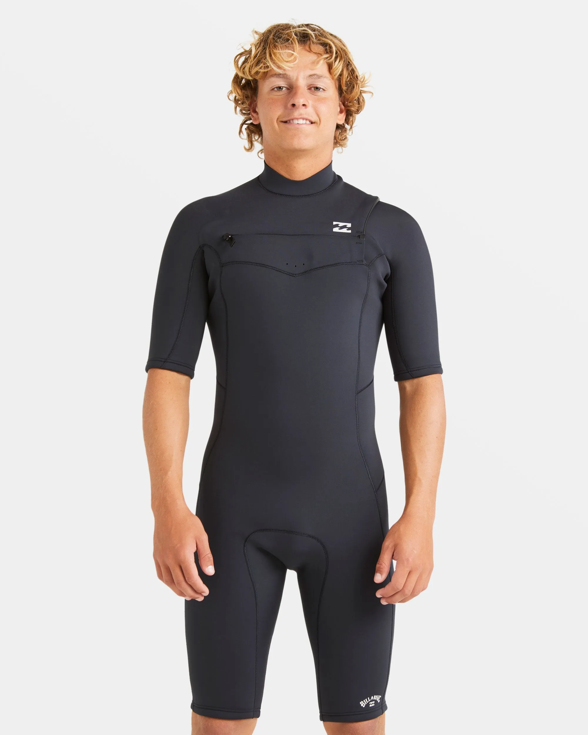 2/2mm Absolute Natural Upcycler GBS Chest Zip Short Sleeve Springsuit - Black Billabong