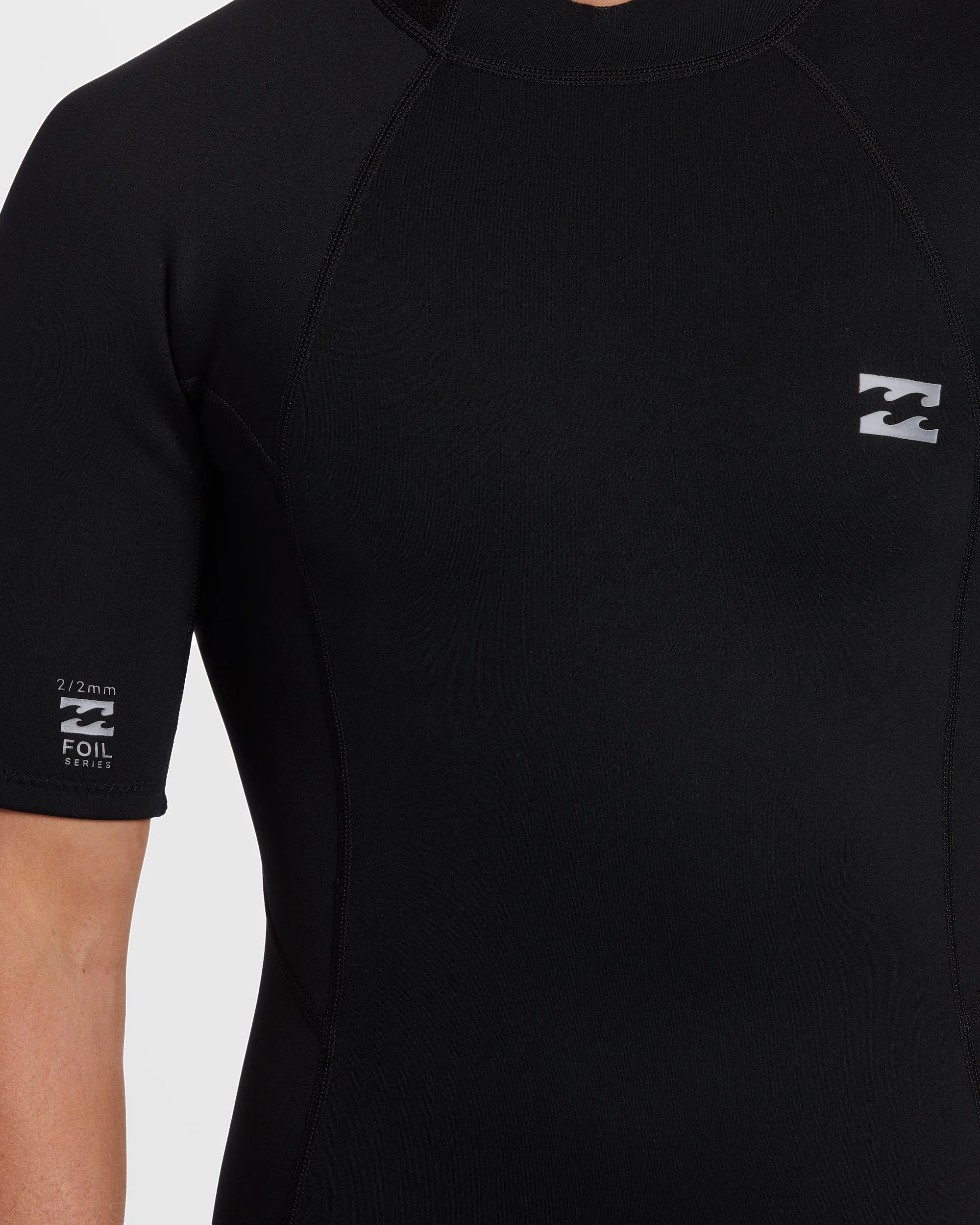 2mm Foil Flatlock Back Zip Short Sleeve Springsuit - Black Billabong
