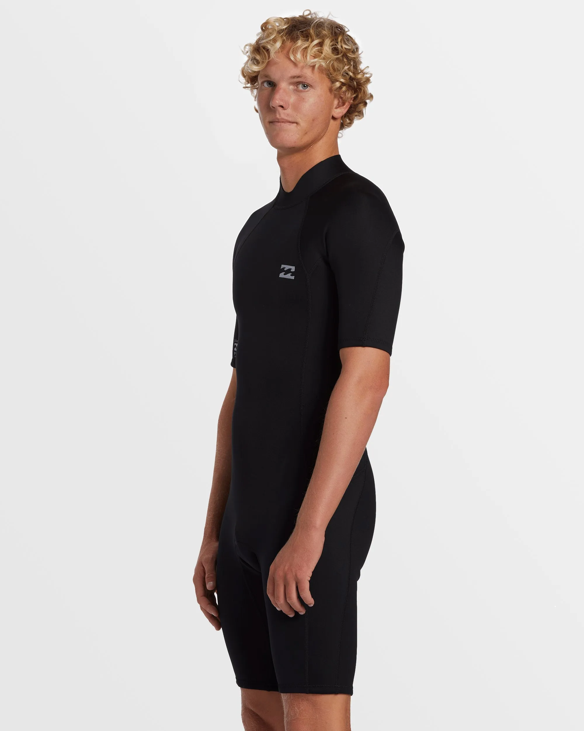 2mm Foil Flatlock Back Zip Short Sleeve Springsuit - Black Billabong