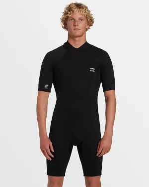 2mm Foil Flatlock Back Zip Short Sleeve Springsuit - Black Billabong