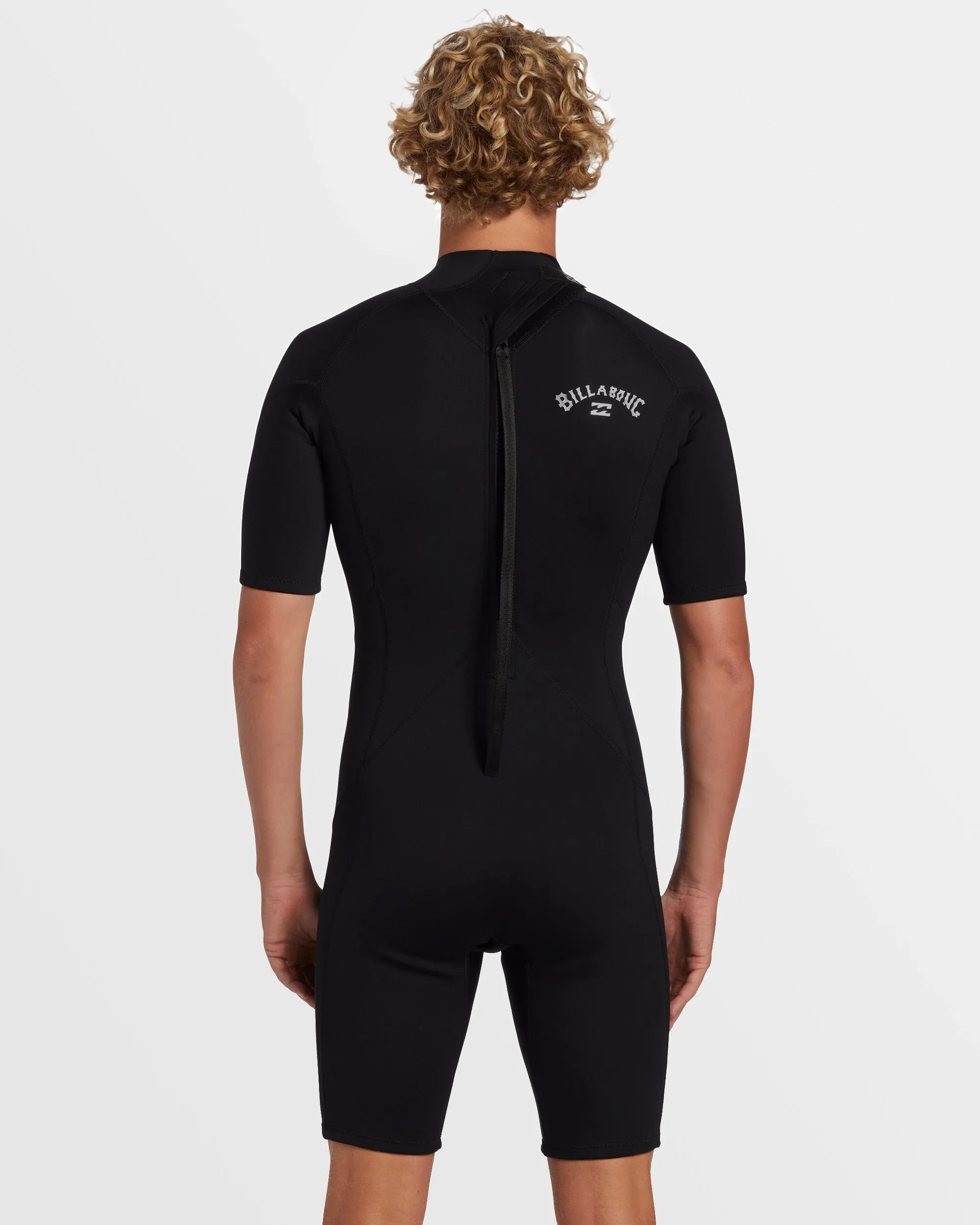2mm Foil Flatlock Back Zip Short Sleeve Springsuit - Black Billabong