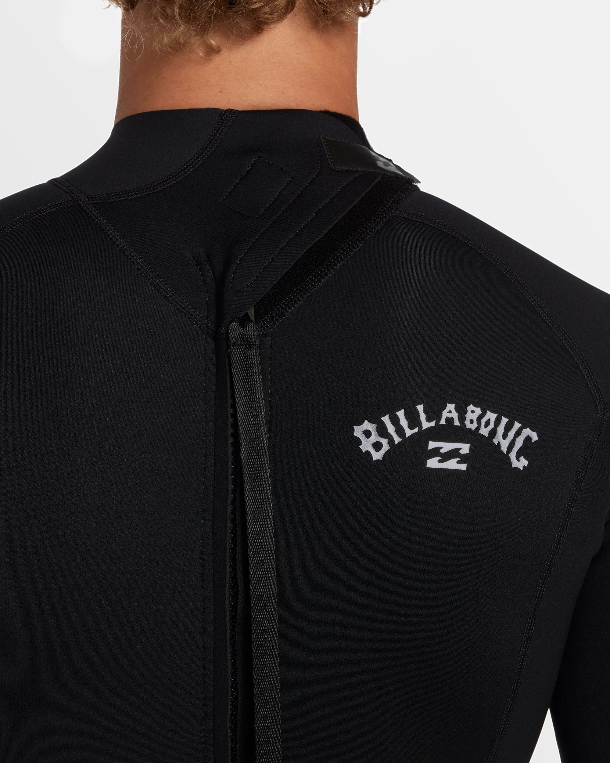 2mm Foil Flatlock Back Zip Short Sleeve Springsuit - Black Billabong