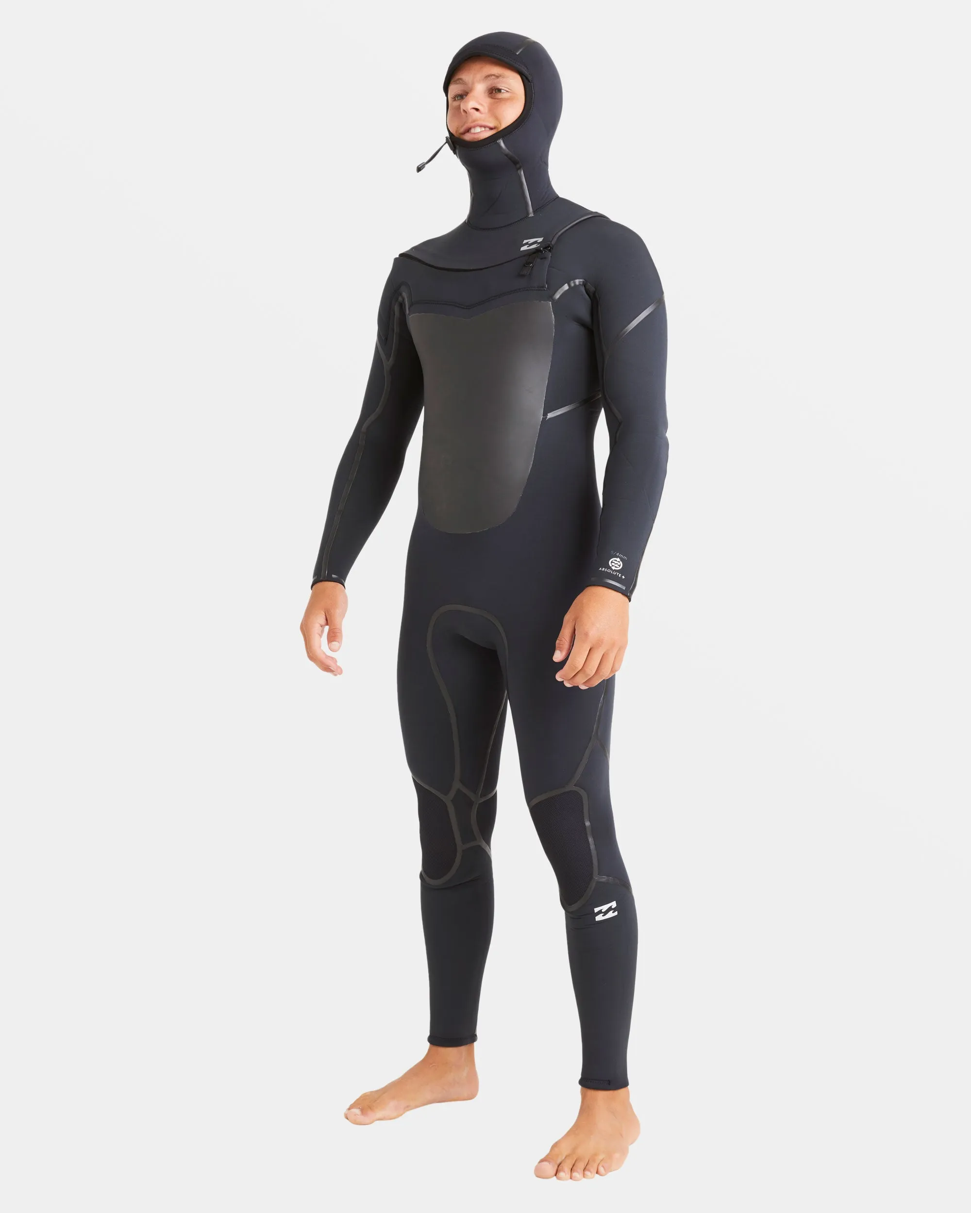 5/4mm Absolute Natural  Upcycler Welded Chest Zip Hooded Wetsuit - Black Billabong