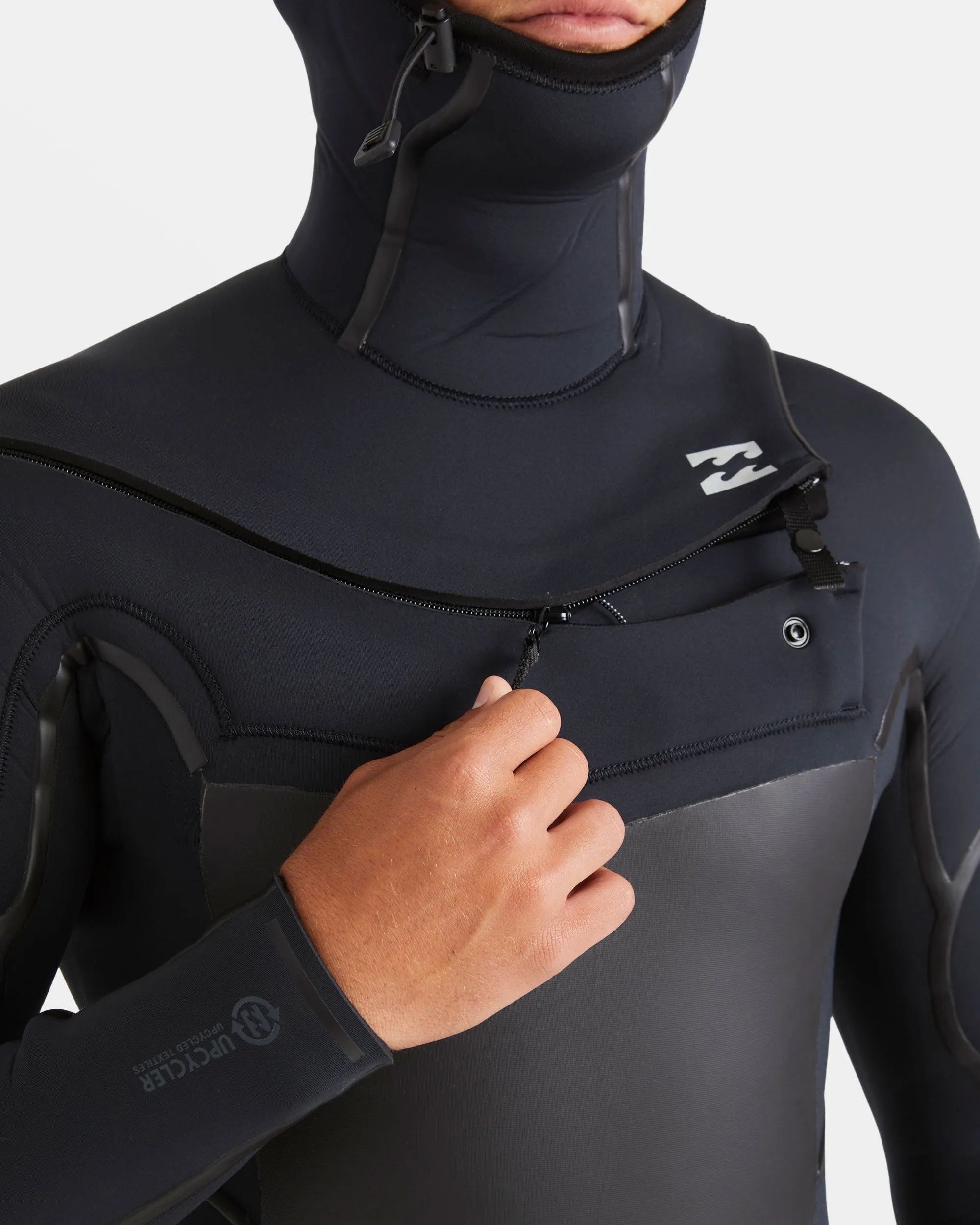 5/4mm Absolute Natural  Upcycler Welded Chest Zip Hooded Wetsuit - Black Billabong