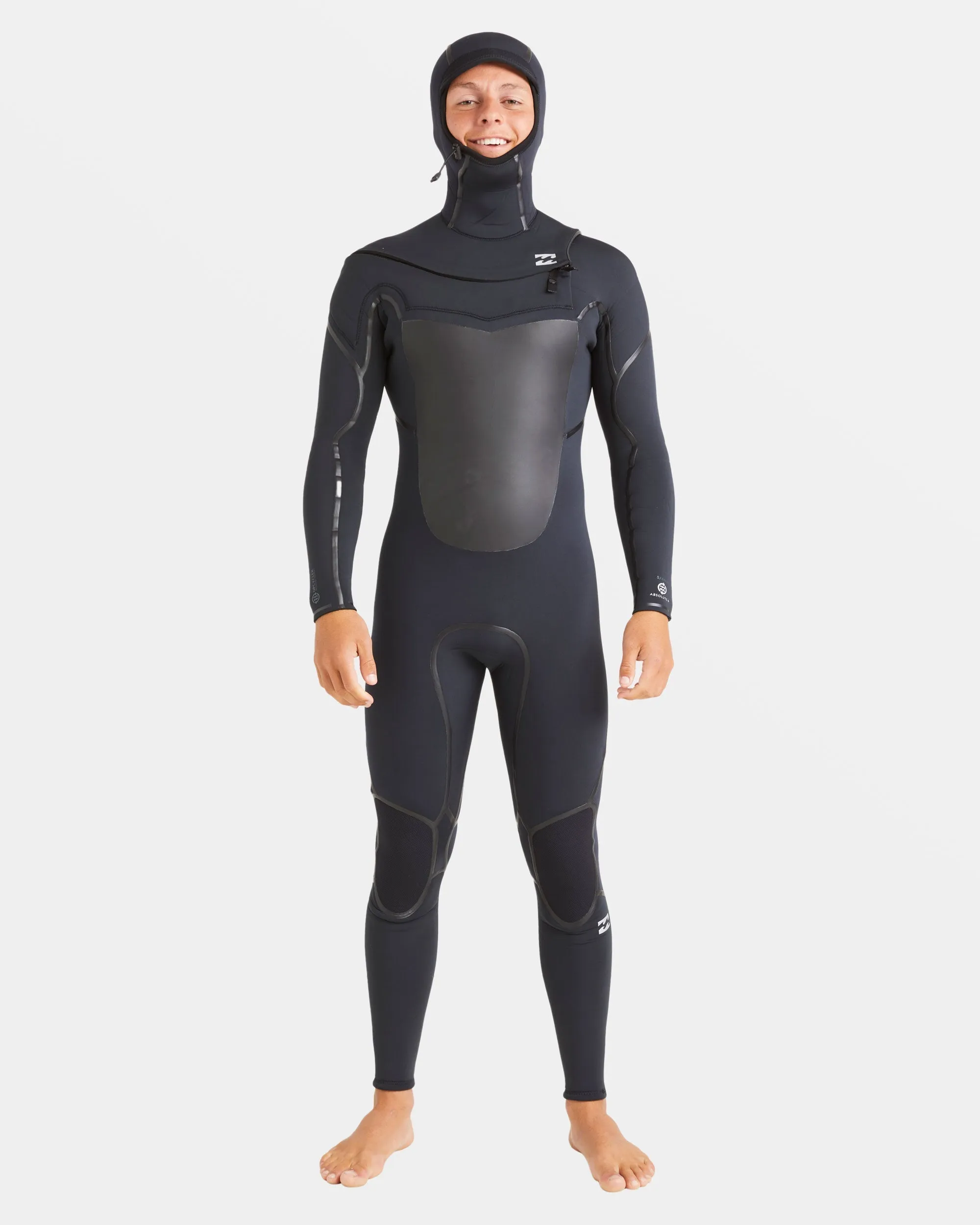 5/4mm Absolute Natural  Upcycler Welded Chest Zip Hooded Wetsuit - Black Billabong