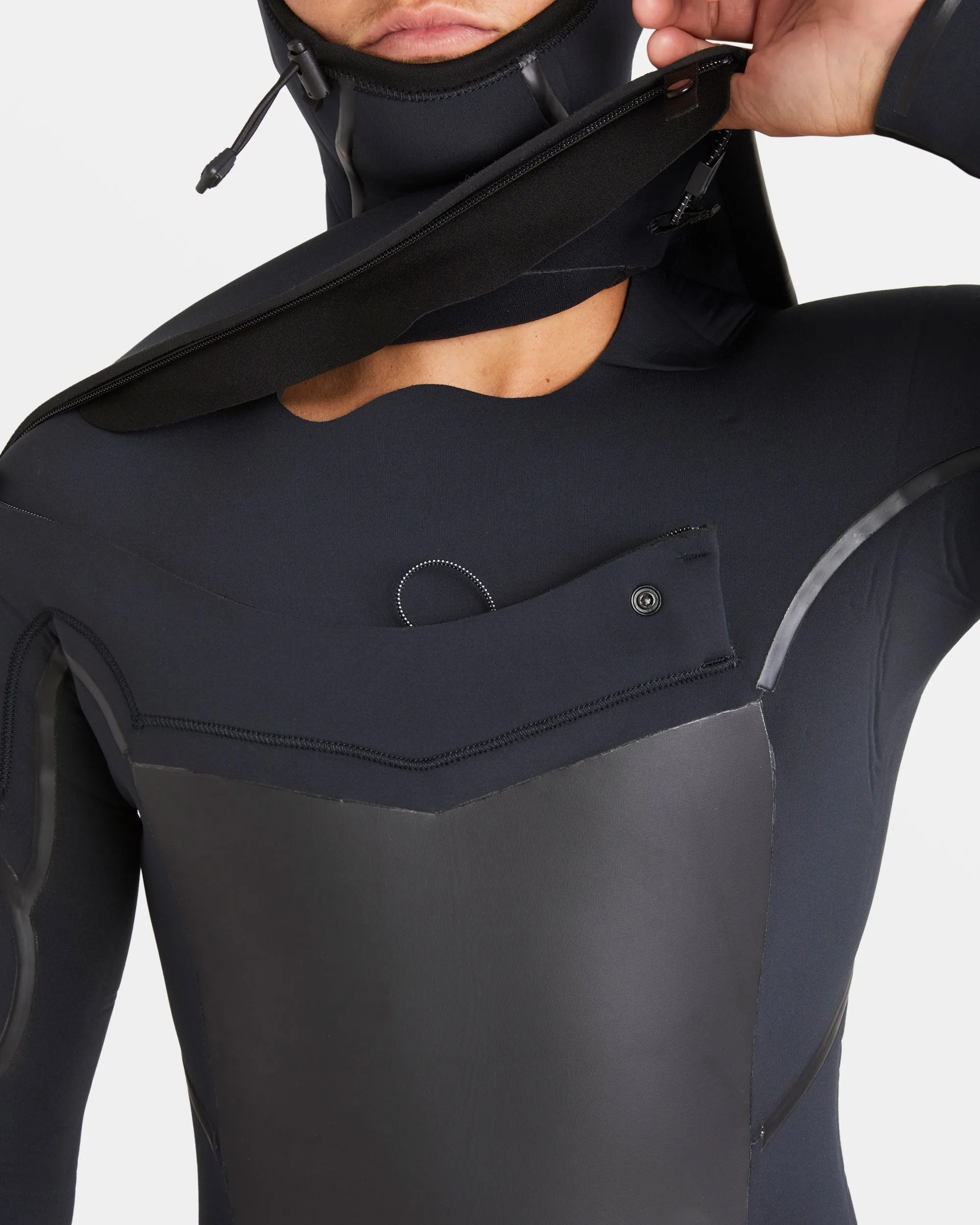 5/4mm Absolute Natural  Upcycler Welded Chest Zip Hooded Wetsuit - Black Billabong