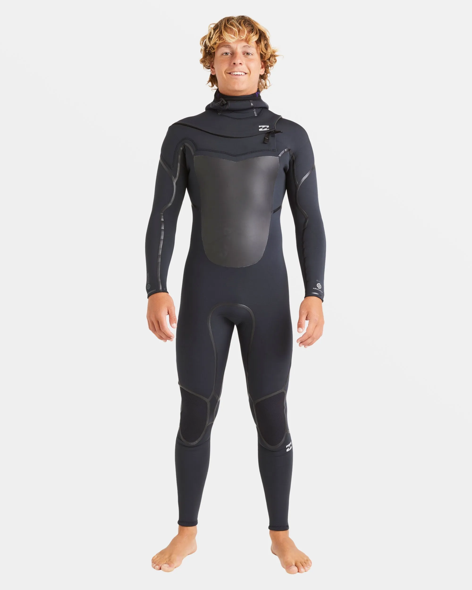 5/4mm Absolute Natural  Upcycler Welded Chest Zip Hooded Wetsuit - Black Billabong