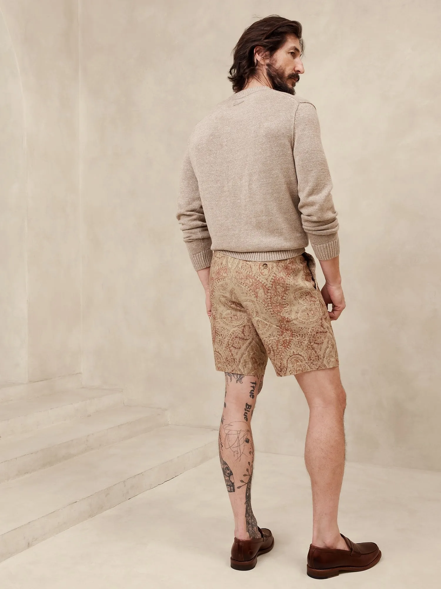 9" Paisley Linen Short Banana Republic