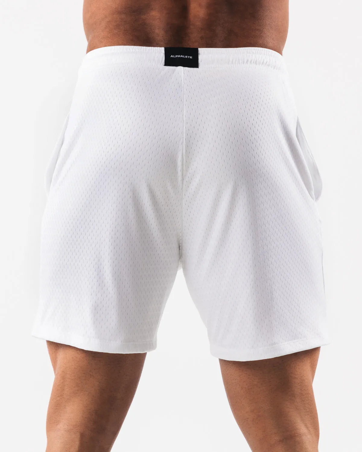 AA Mesh Short 6 - White Alphalete Athletics