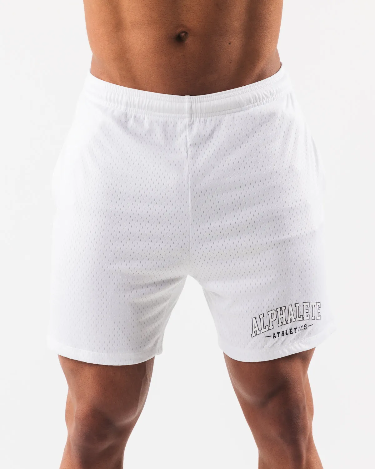 AA Mesh Short 6 - White Alphalete Athletics