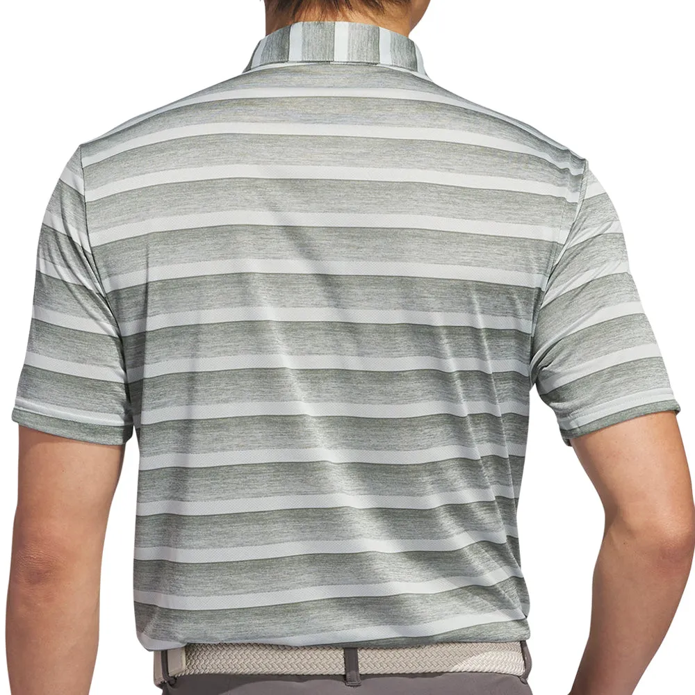 adidas 2 Colour Stripe Polo Shirt - Silver Green/Wonder Silver