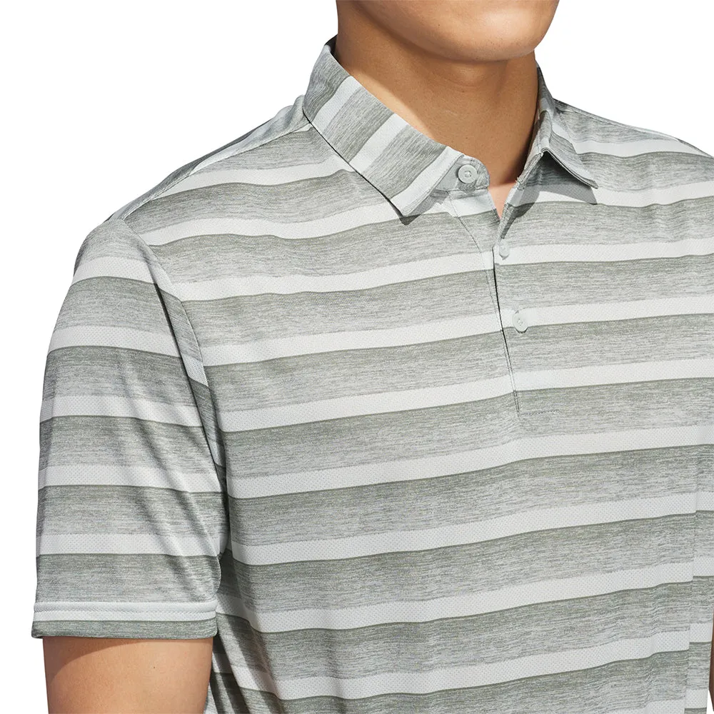 adidas 2 Colour Stripe Polo Shirt - Silver Green/Wonder Silver