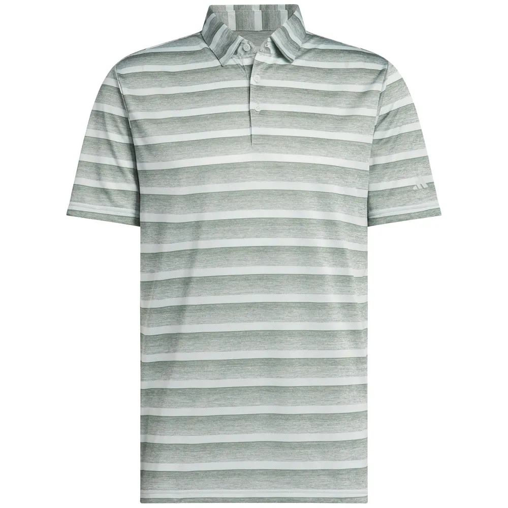 adidas 2 Colour Stripe Polo Shirt - Silver Green/Wonder Silver