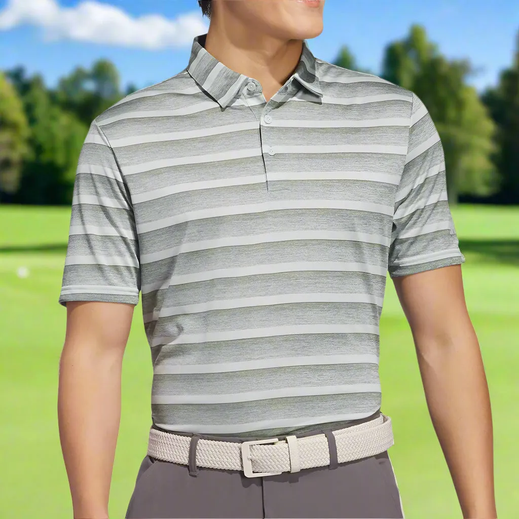 adidas 2 Colour Stripe Polo Shirt - Silver Green/Wonder Silver