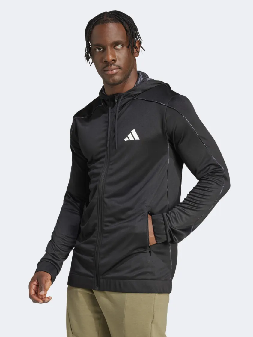 Adidas Camo Full Zip Men Training Hoody Black