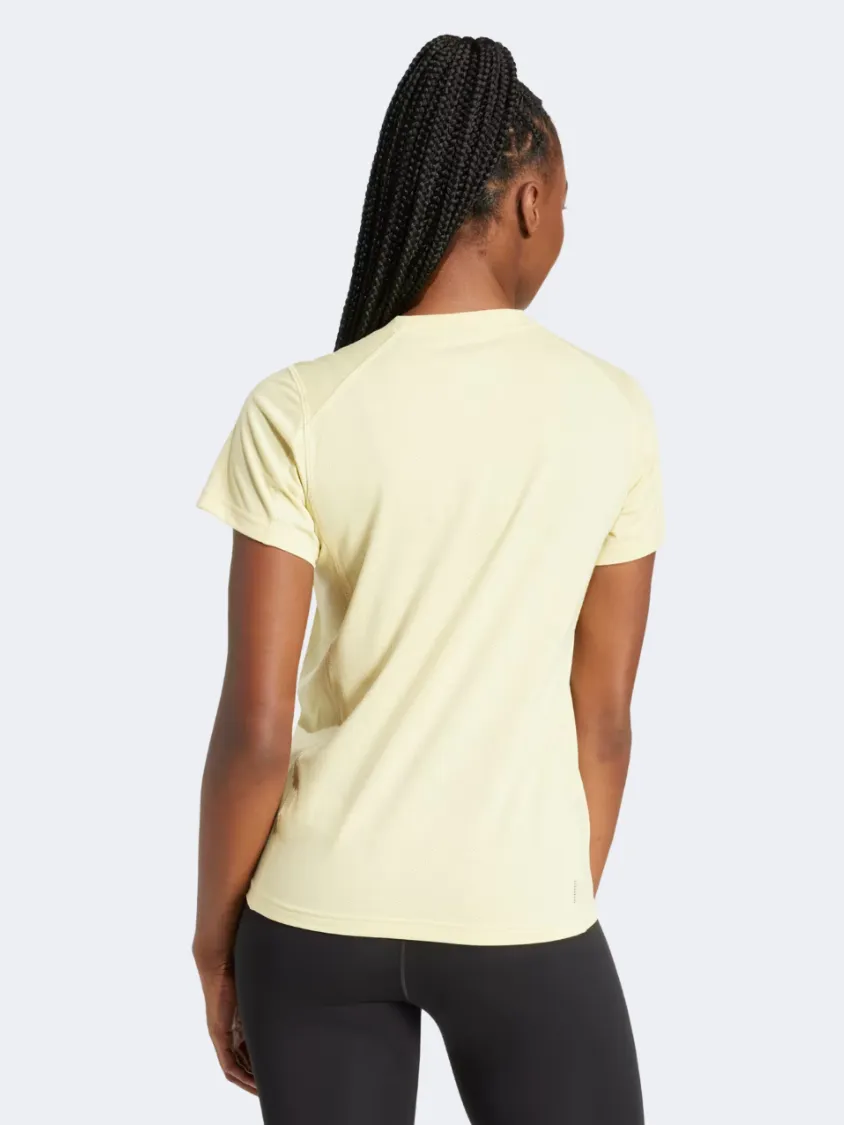 Adidas Essentials Big Performance Logo Women Training T-Shirt Powder Yellow/White