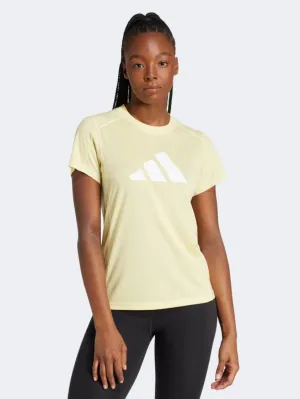 Adidas Essentials Big Performance Logo Women Training T-Shirt Powder Yellow/White