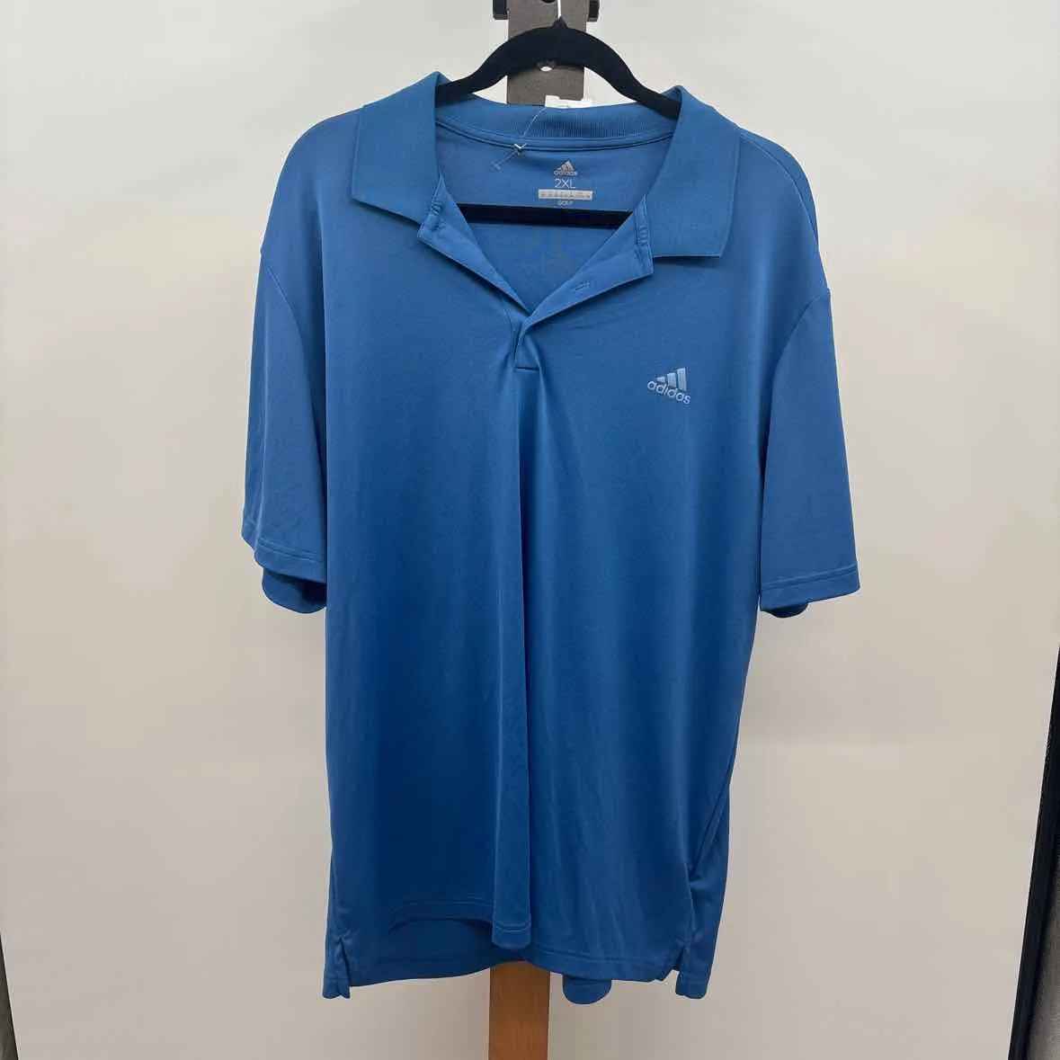 Adidas Men's Size 2XL Blue Solid Short Sleeve Shirt