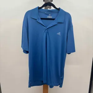 Adidas Men's Size 2XL Blue Solid Short Sleeve Shirt