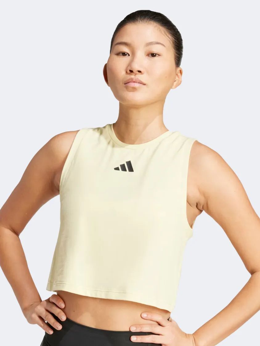 Adidas Power 3 Stripes Boxy Women Training Tank Yellow
