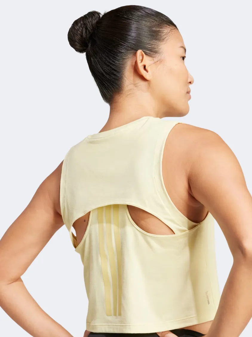 Adidas Power 3 Stripes Boxy Women Training Tank Yellow
