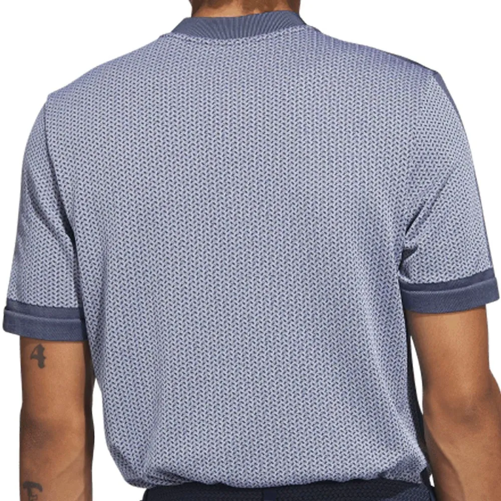adidas Tour Textured Primeknit Polo Shirt - White/Collegiate Navy