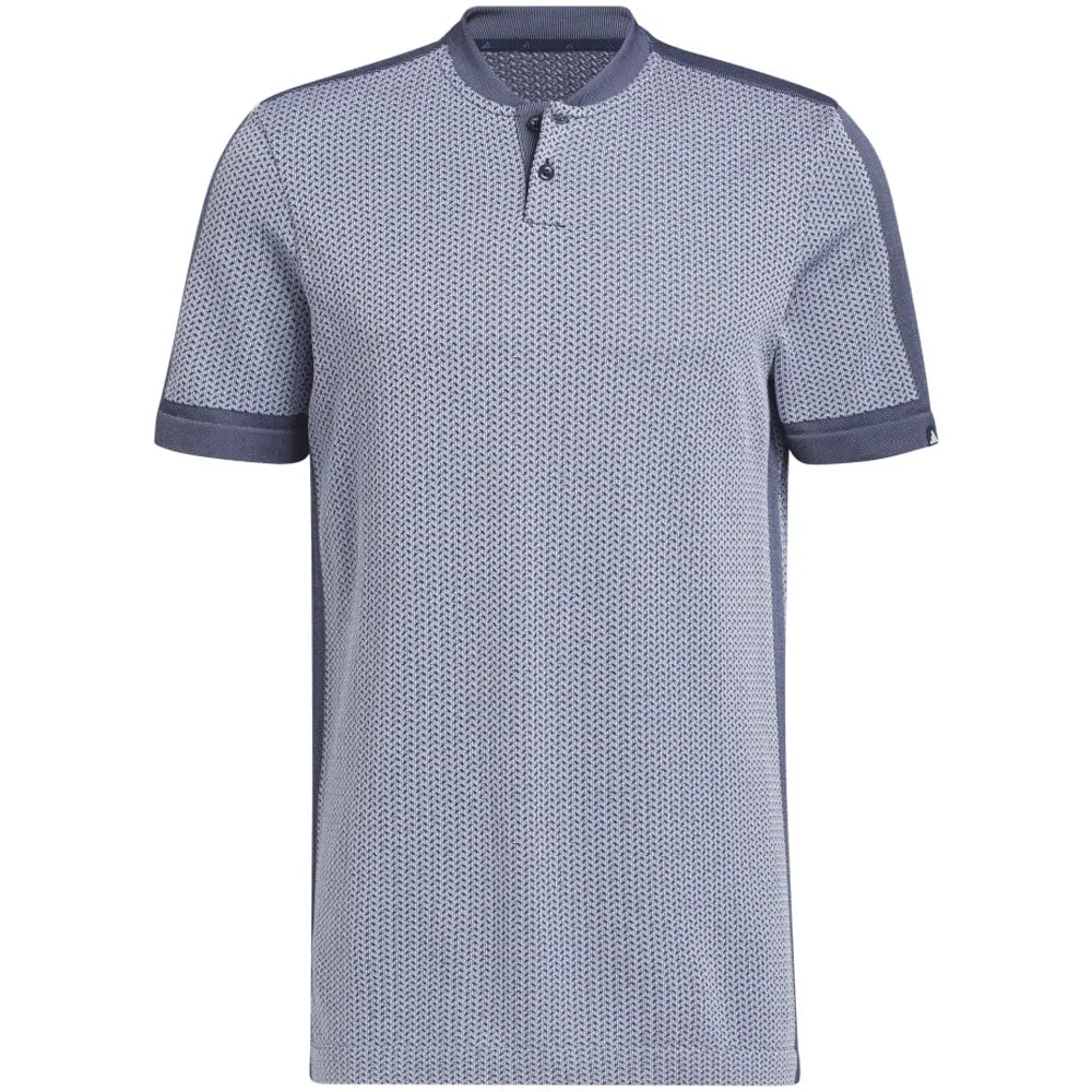 adidas Tour Textured Primeknit Polo Shirt - White/Collegiate Navy
