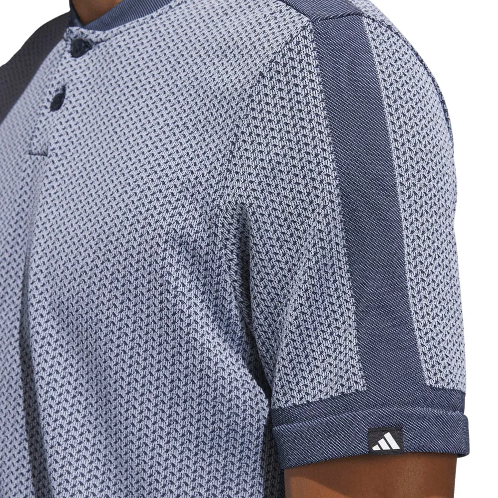 adidas Tour Textured Primeknit Polo Shirt - White/Collegiate Navy
