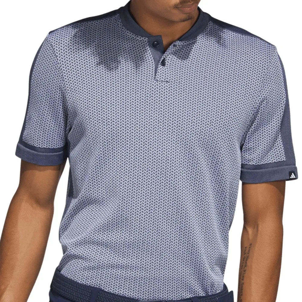 adidas Tour Textured Primeknit Polo Shirt - White/Collegiate Navy