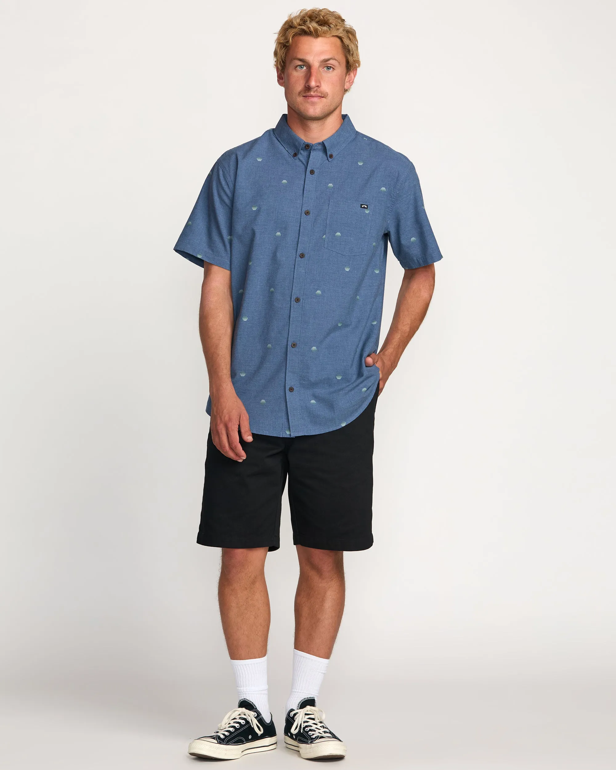 All Day Jacquard Short Sleeve Shirt - Deep Blue Billabong