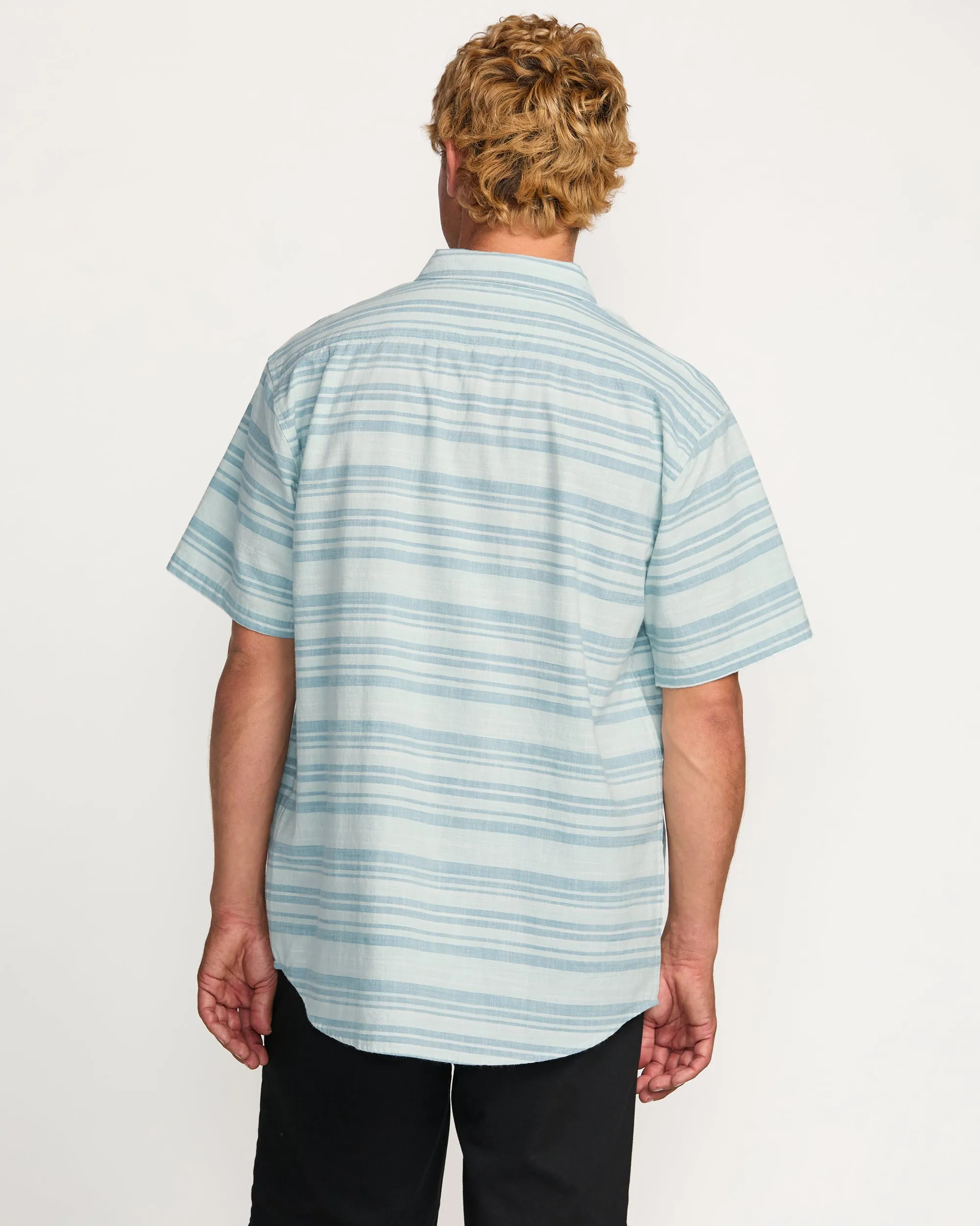 All Day Stripe Short Sleeve Shirt - Ash Blue Billabong