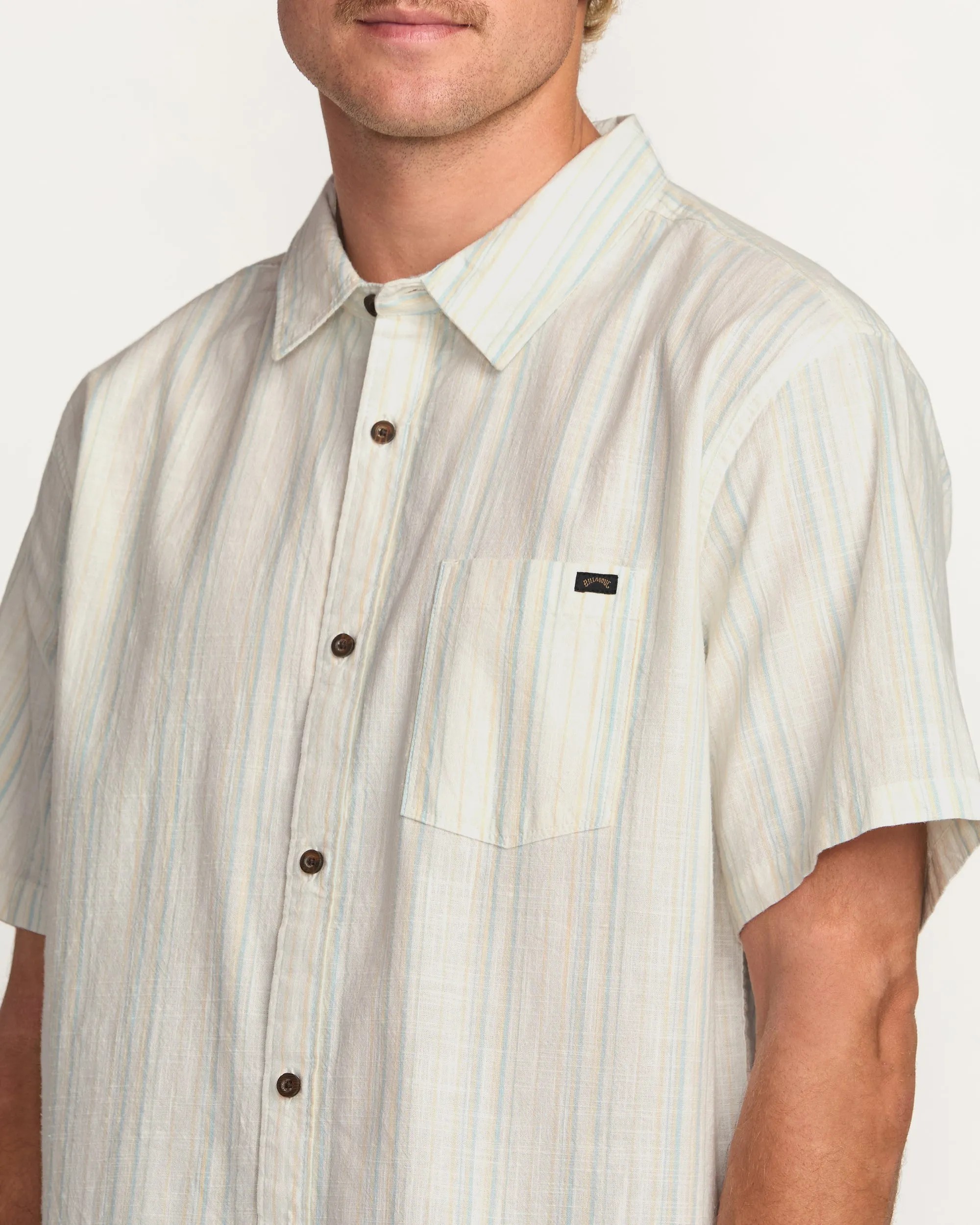 All Day Stripe Short Sleeve Shirt - Off White Billabong