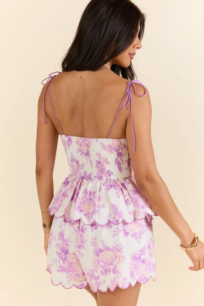 All For It Purple Floral Tank and Shorts Set