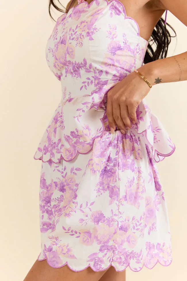All For It Purple Floral Tank and Shorts Set