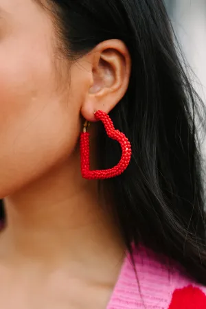 All My Heart Red Beaded Earrings