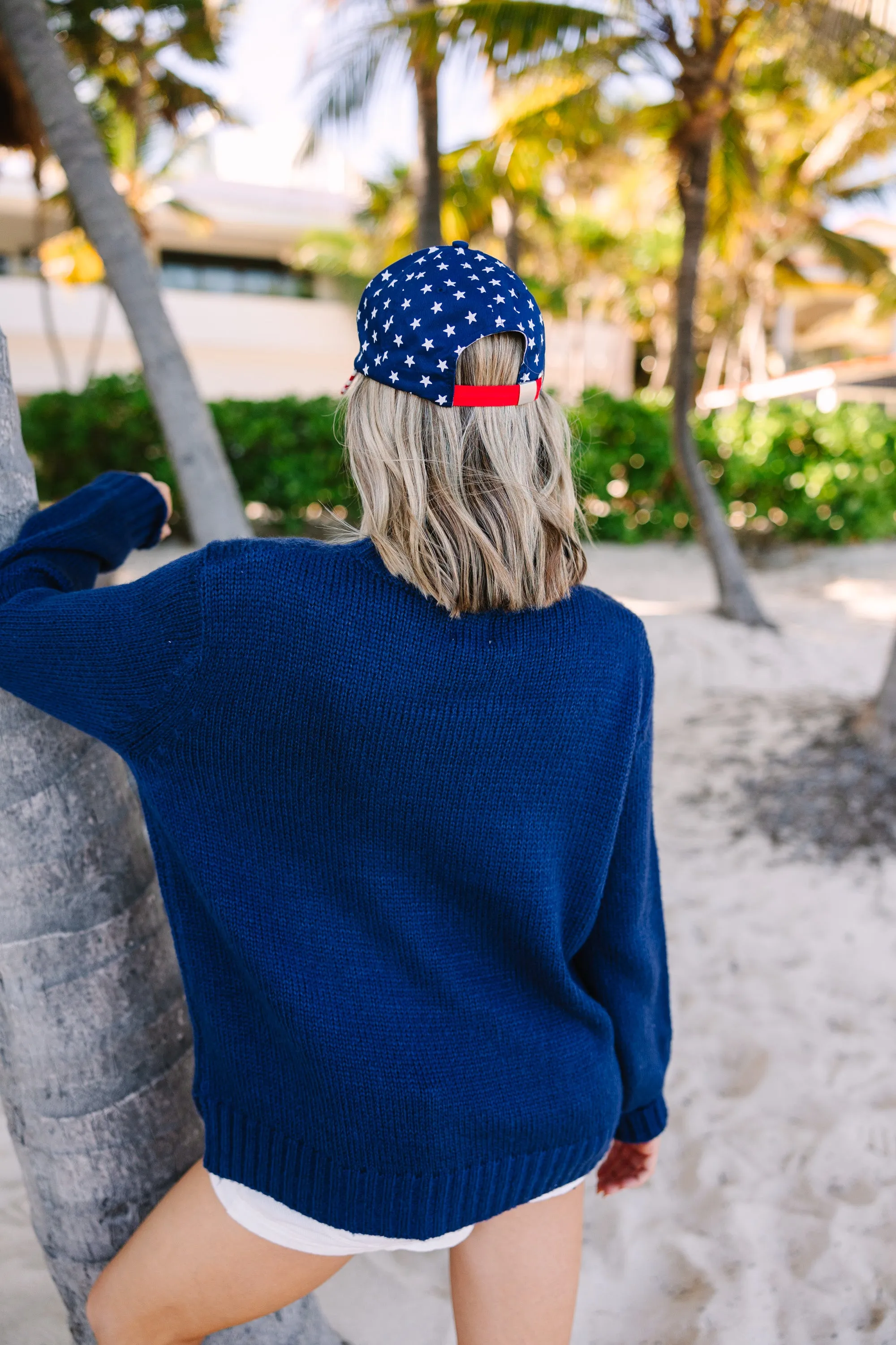 American Beauty Navy Blue Star Hat
