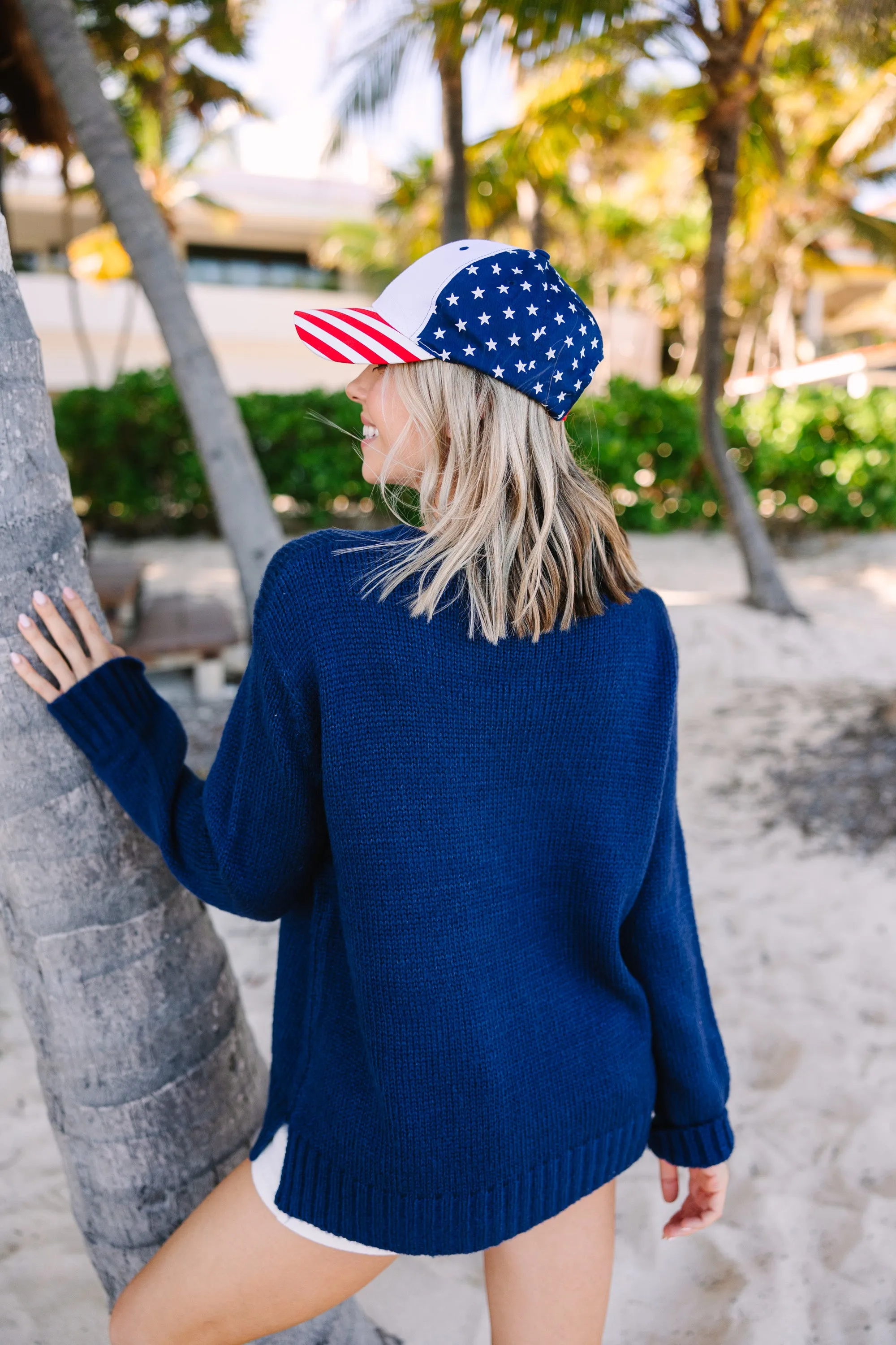 American Beauty Navy Blue Star Hat