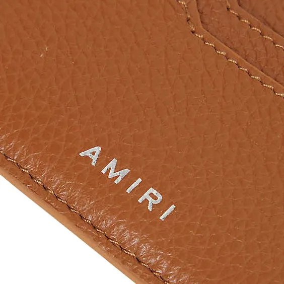 Amiri Brown Leather Logo Cardholder