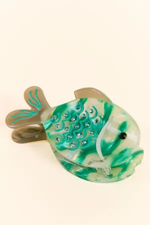 Aqua Blue Fish Claw Clip