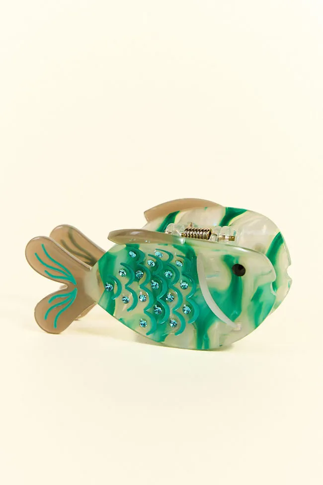 Aqua Blue Fish Claw Clip
