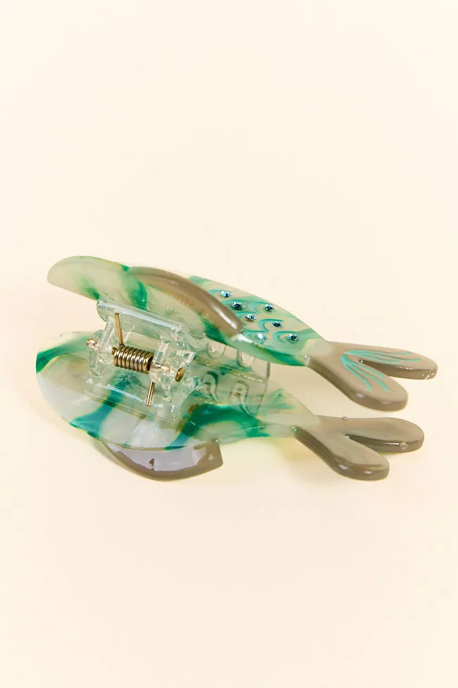 Aqua Blue Fish Claw Clip