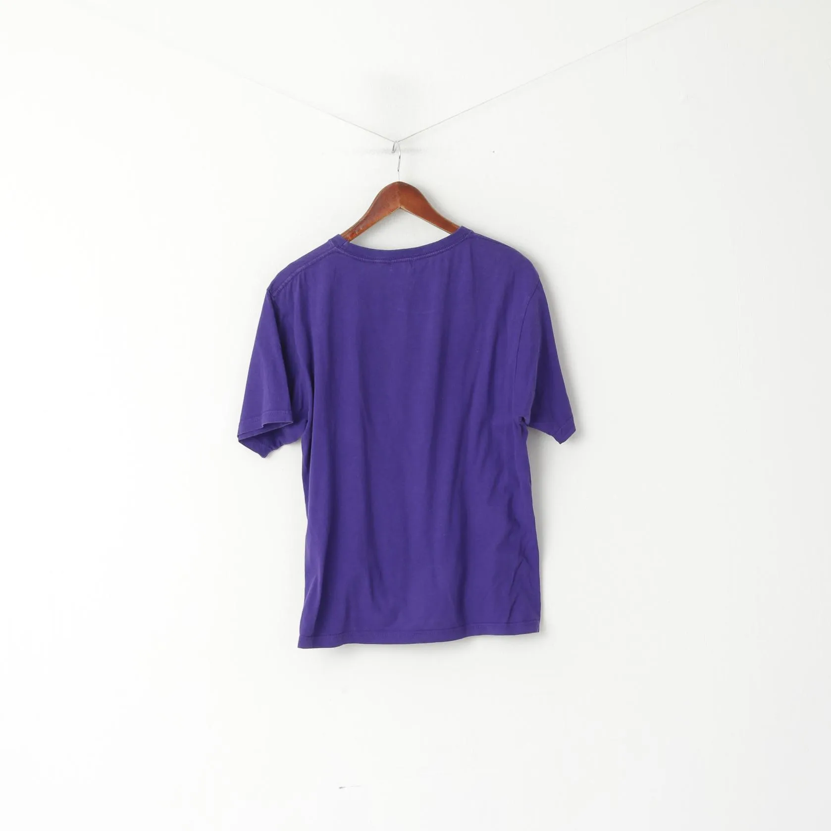 Armani Jeans Men L (M) Shirt Purple Cotton Graphic Slim Fit Crew Neck Top