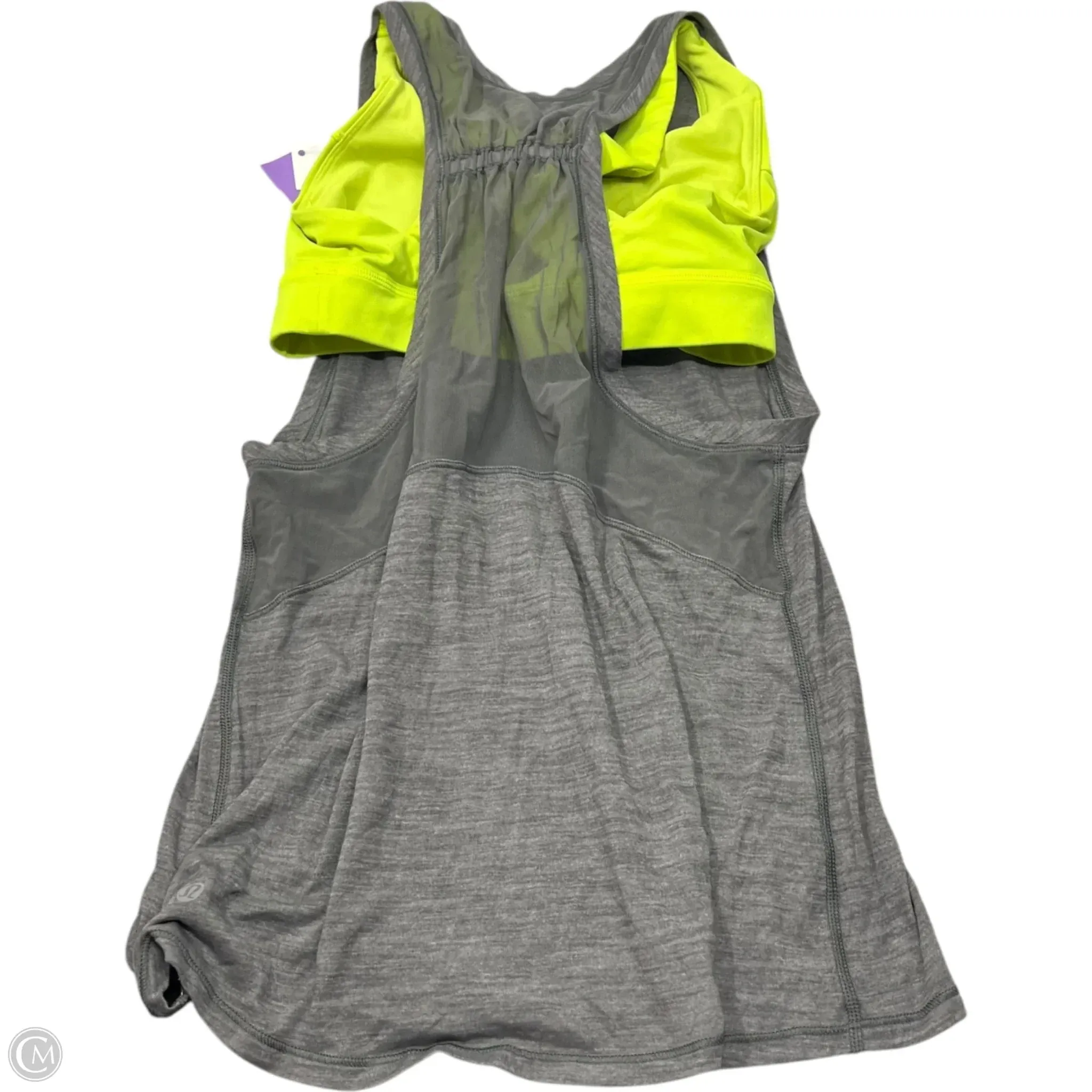 Athletic Tank Top By Lululemon In Grey & Yellow, Size: M