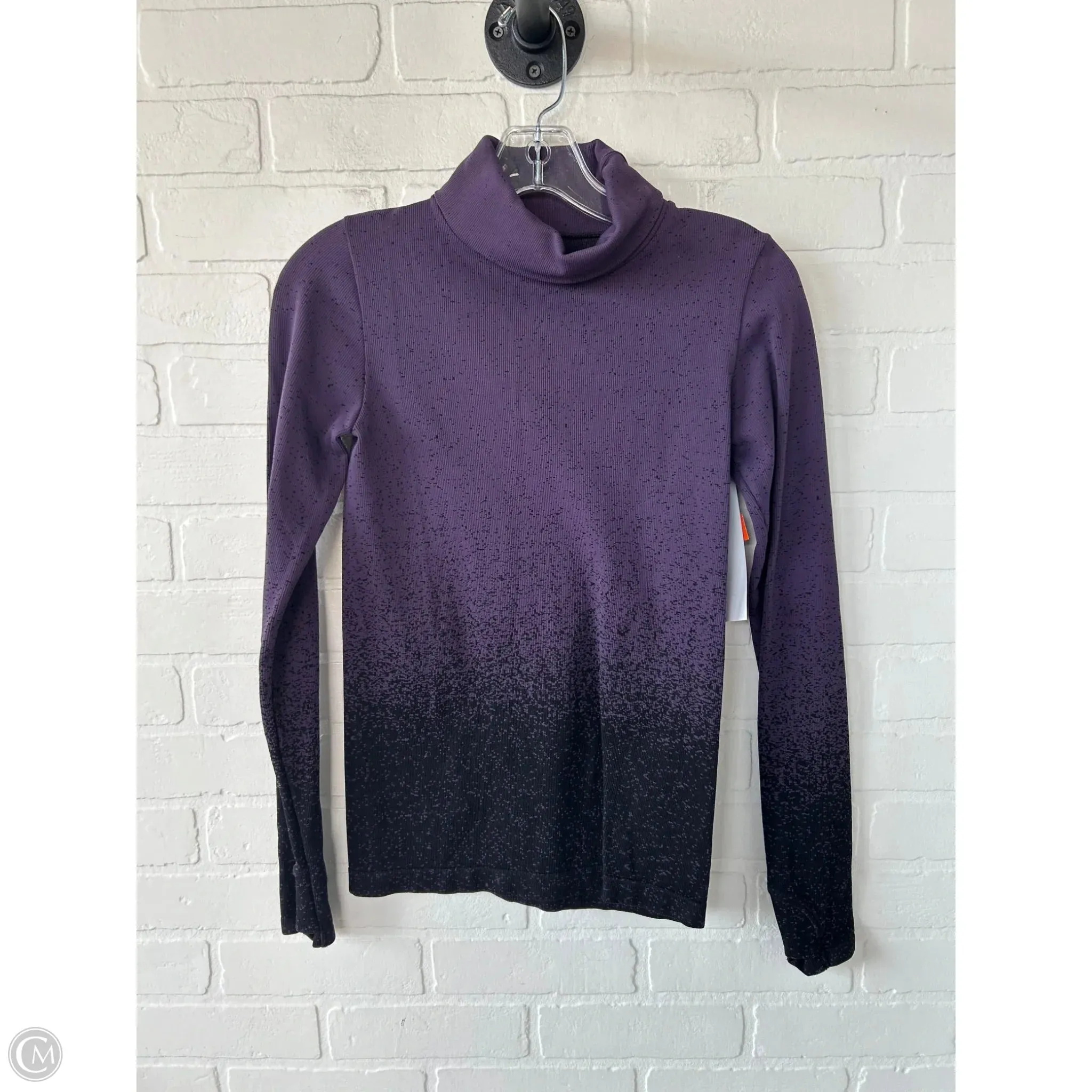 Athletic Top Long Sleeve Collar By Athleta In Black & Purple, Size: S
